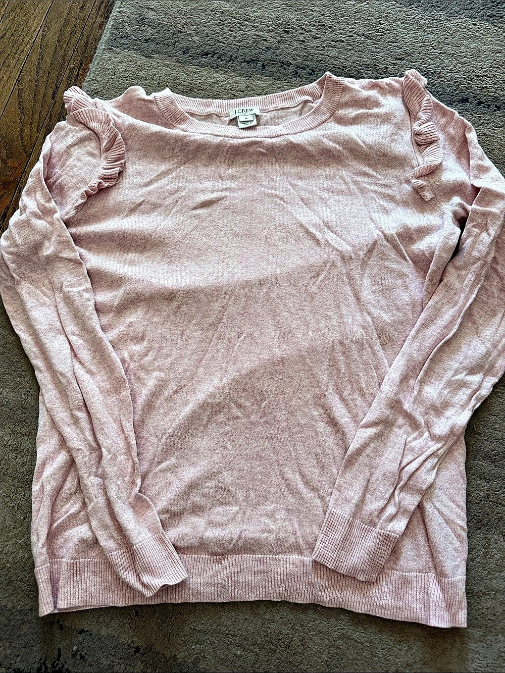 J.CREW Cotton Ruffle Shoulder Sweater Size Medium